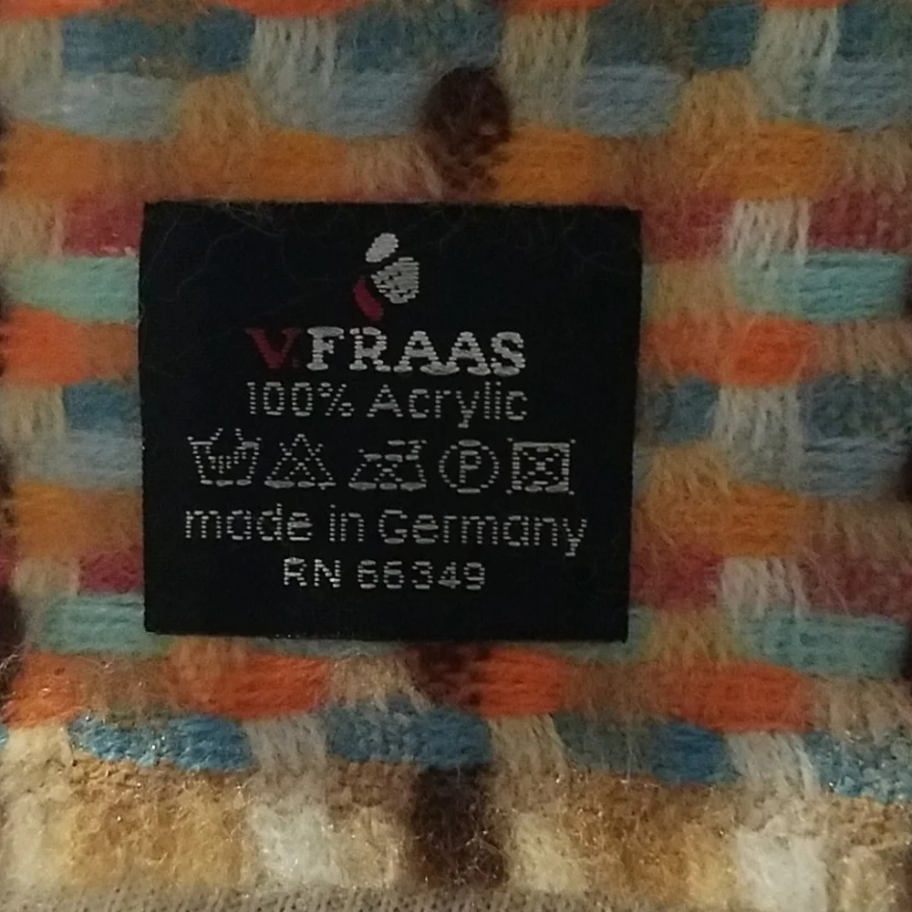 V.‎ Fraas multicolor checkered scarf fringe